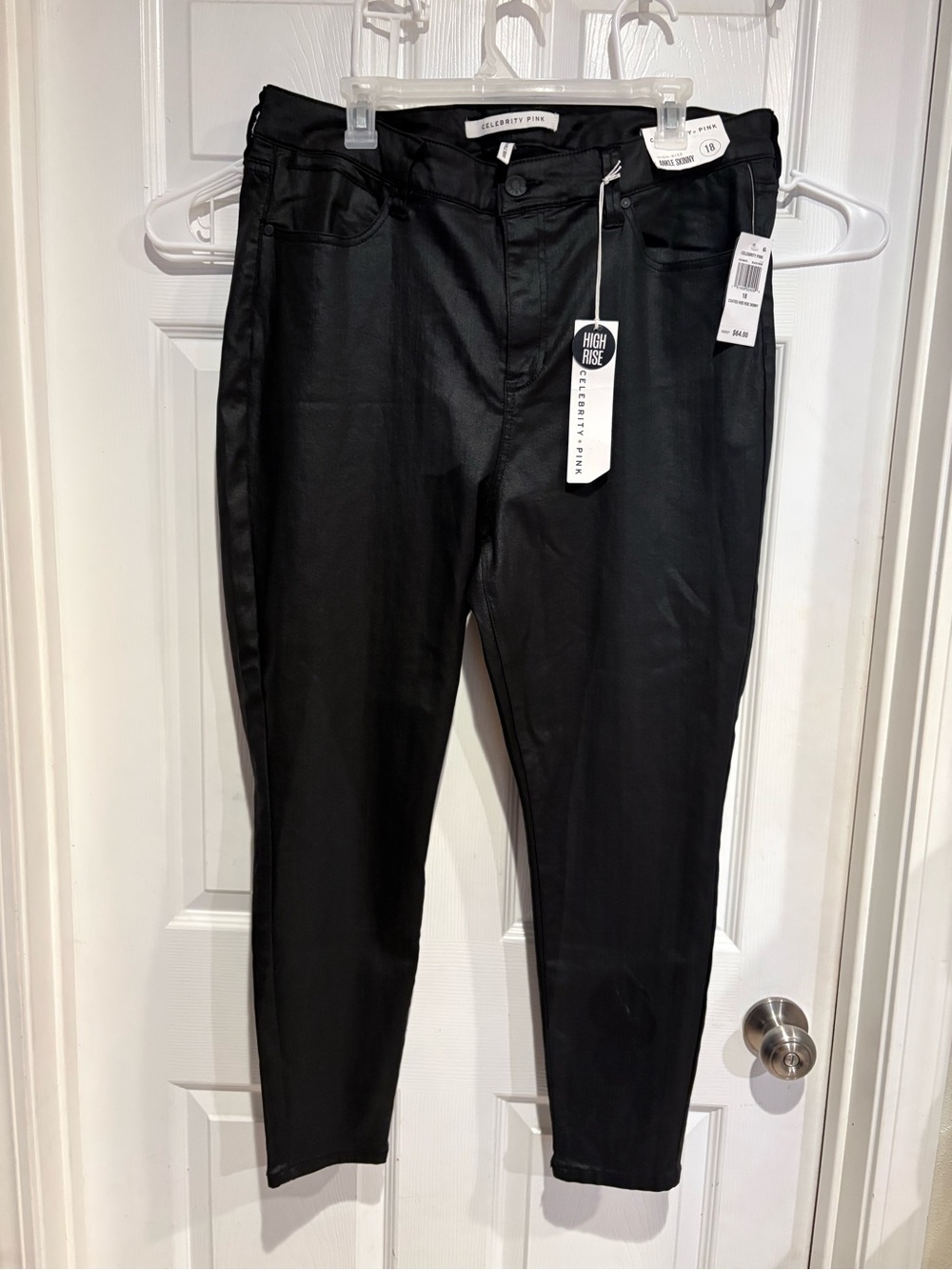 Celebrity Pink High-Rise Coated Black Jeans